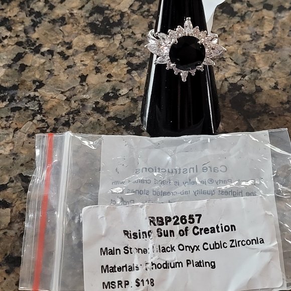 Bomb Party RBP2657 "Rising Sun of Creation" Black Onyx Cubic Zirconia Sz 6 - Picture 5 of 5